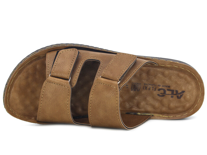 Mulex Merdane 5255 Çift Cırtlı Enj. Kutulu Günlük Terlik Vizon - Mulex (1)