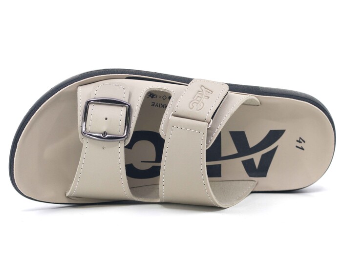 Mulex Merdane 5351 Çift Toka Enj. Cırtlı Kutulu Günlük Terlik Bej - Mulex (1)