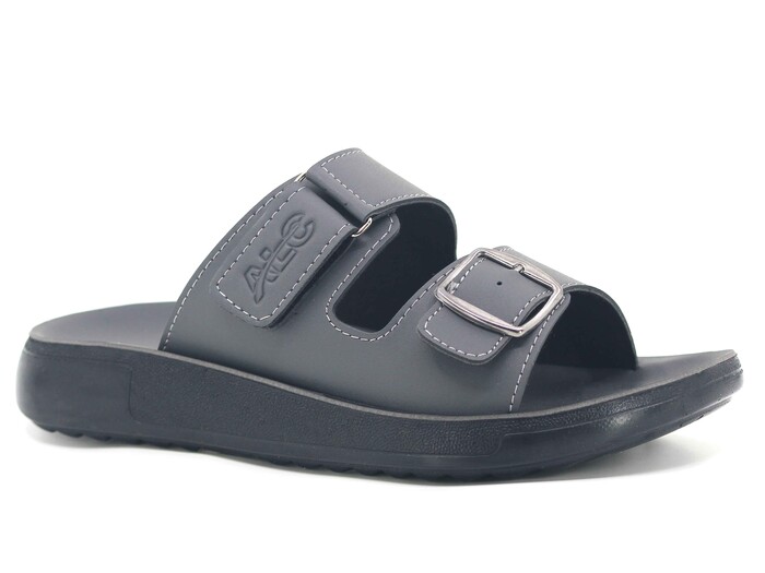 Mulex Merdane 5351 Çift Toka Enj. Cırtlı Kutulu Günlük Terlik Füme - 1