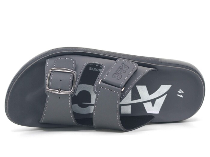 Mulex Merdane 5351 Çift Toka Enj. Cırtlı Kutulu Günlük Terlik Füme - Mulex (1)