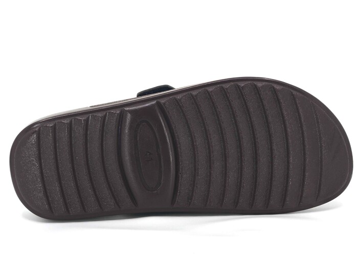 Mulex Merdane 5351 Çift Toka Enj. Cırtlı Kutulu Günlük Terlik Kahve - 3