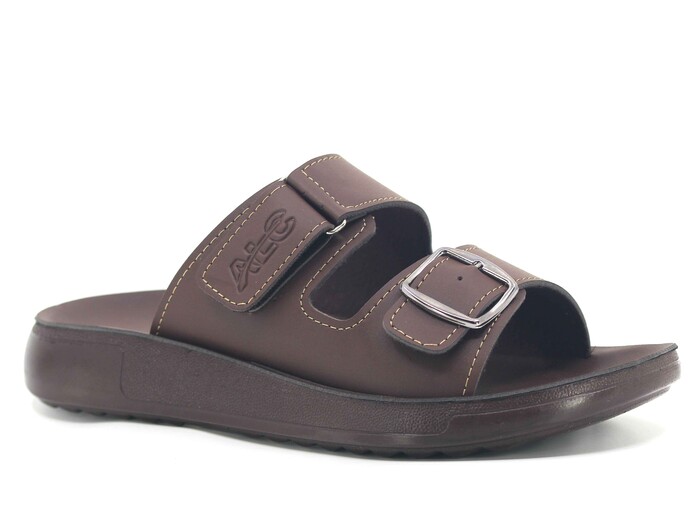 Mulex Merdane 5351 Çift Toka Enj. Cırtlı Kutulu Günlük Terlik Kahve - 1