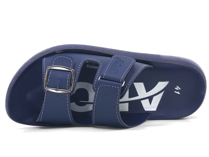 Mulex Merdane 5351 Çift Toka Enj. Cırtlı Kutulu Günlük Terlik Lacivert - 2