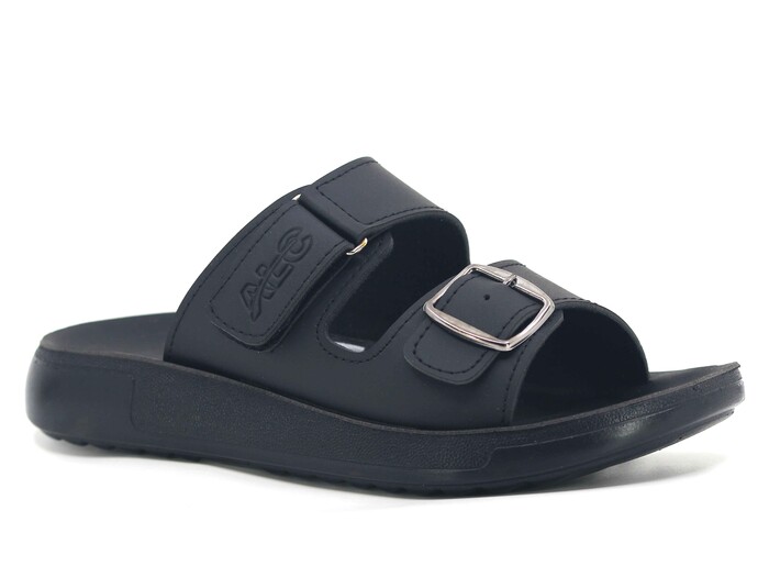 Mulex Merdane 5351 Çift Toka Enj. Cırtlı Kutulu Günlük Terlik Siyah - 1