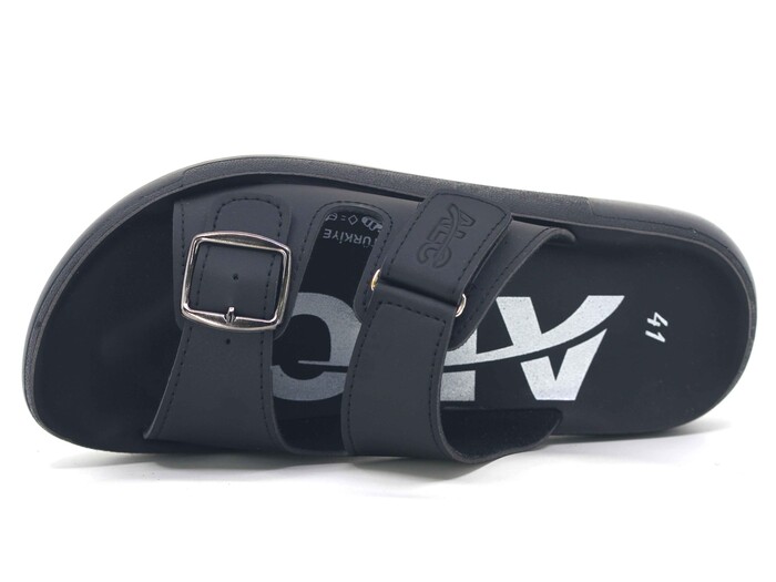 Mulex Merdane 5351 Çift Toka Enj. Cırtlı Kutulu Günlük Terlik Siyah - 2