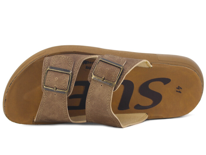 Sue Merdane 5352 Çift Toka Enj.Poşetli Günlük Terlik Vizon - Sue (1)