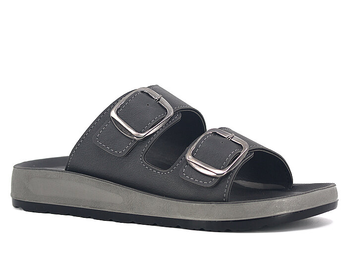 Mulex Merdane 5451 Çift Toka Enj.Kutulu Günlük Terlik Füme - Mulex