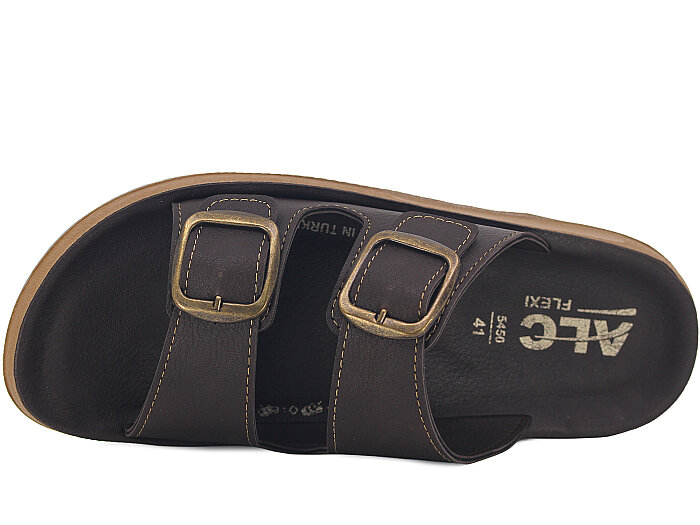 Mulex Merdane 5451 Çift Toka Enj.Kutulu Günlük Terlik Kahve - 2