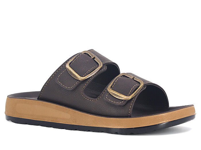 Mulex Merdane 5451 Çift Toka Enj.Kutulu Günlük Terlik Kahve - Mulex