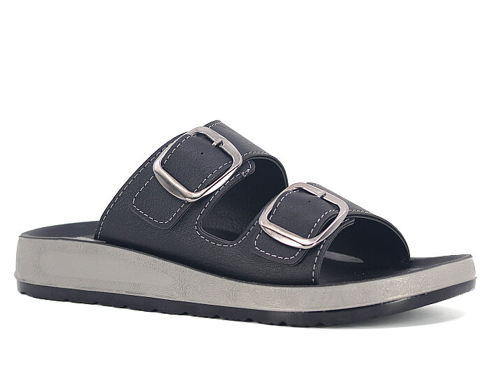 Mulex Merdane 5451 Çift Toka Enj.Kutulu Günlük Terlik Siyah - 1