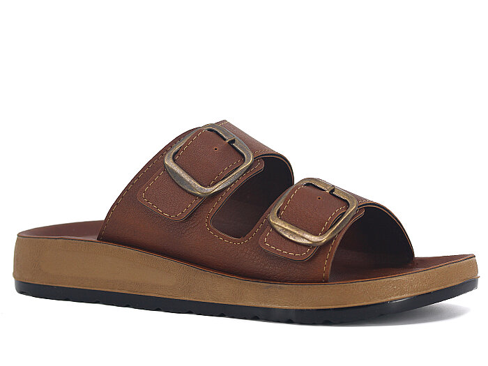 Mulex Merdane 5451 Çift Toka Enj.Kutulu Günlük Terlik Taba - 1