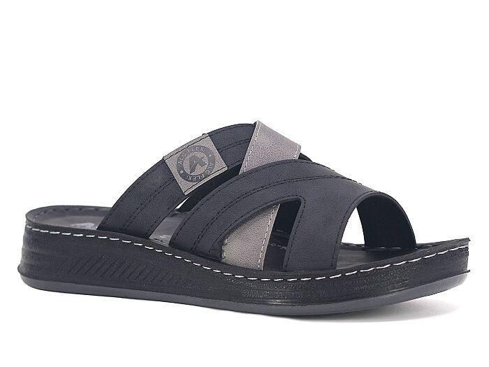 Mulex Merdane 5552 Geçmeli Enj. Kutulu Günlük Terlik Siyah - Mulex