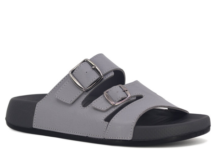 Mulex Merdane 5602 Çift Toka Monta Kutulu Günlük Terlik Füme - Mulex