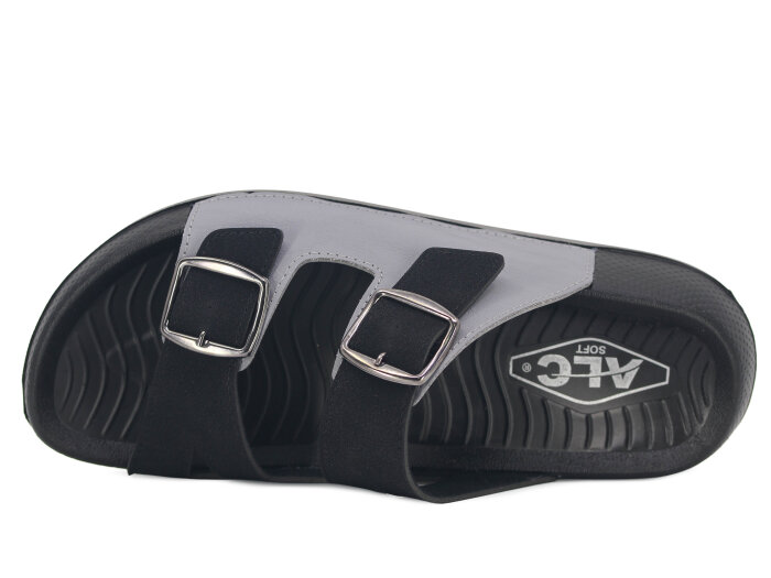 Mulex Merdane 5605 Çift Toka Monta Günlük Terlik Füme - Siyah - 2