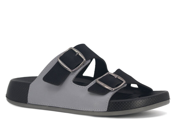 Mulex Merdane 5605 Çift Toka Monta Günlük Terlik Füme - Siyah - 1