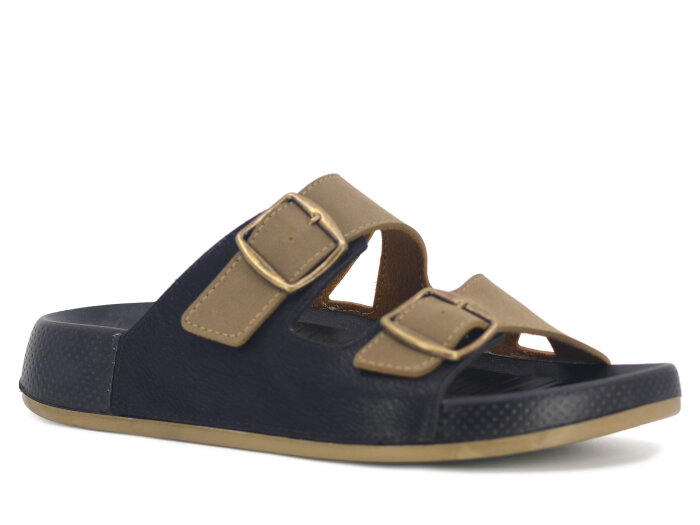 Mulex Merdane 5605 Çift Toka Monta Günlük Terlik Siyah - Vizon - 1