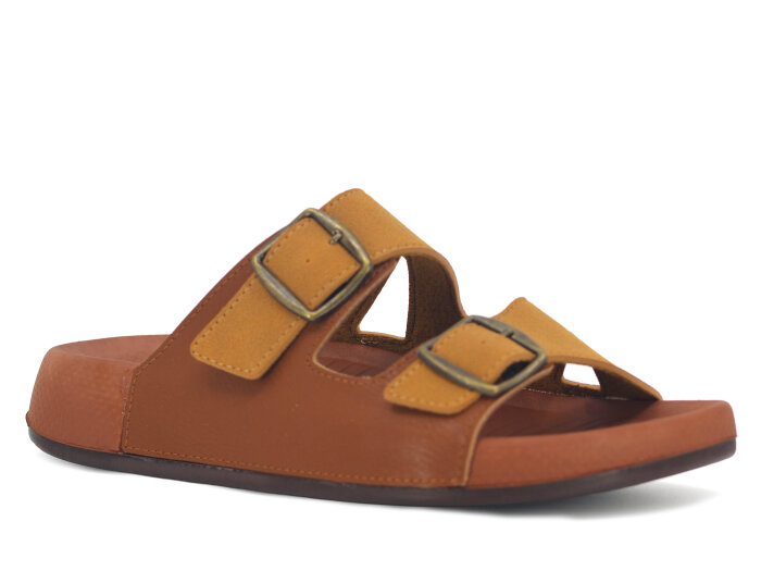 Mulex Merdane 5605 Çift Toka Monta Günlük Terlik Taba - Mulex