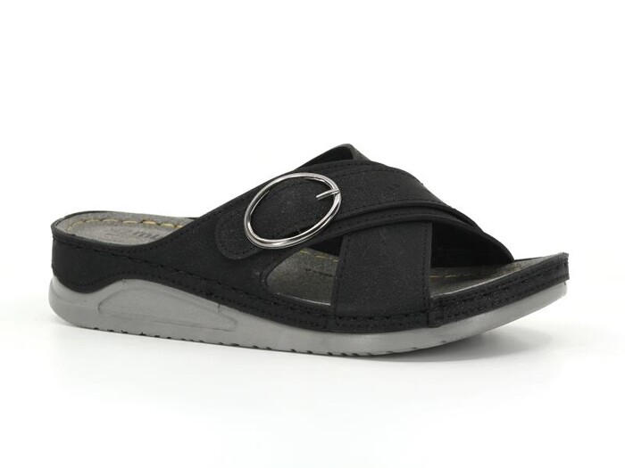 Mulex Zenne 10251 Çapraz Tokalı Monta Kutulu Günlük Terlik Siyah - Mulex