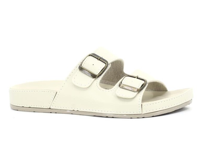 Mulex Zenne 10651 Monta İnce Taban Çift Toka Günlük Terlik Bej - Mulex