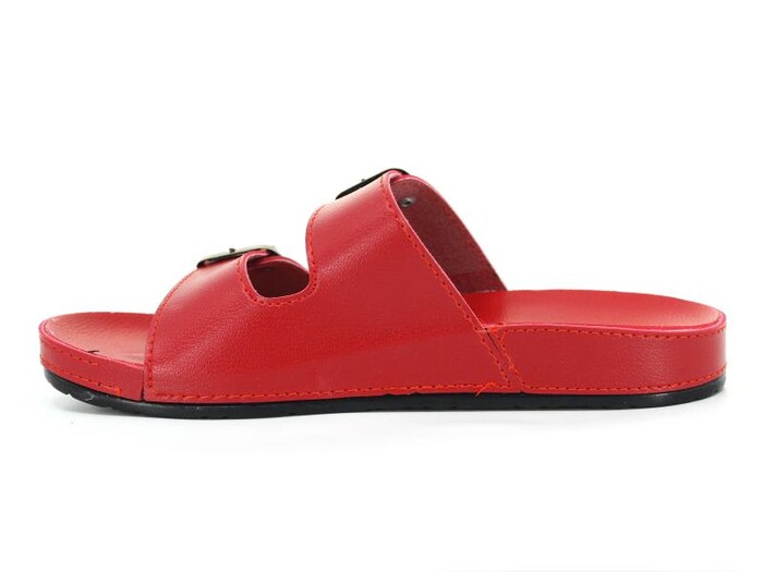 Mulex Zenne 10651 Monta İnce Taban Çift Toka Günlük Terlik Kırmızı - Mulex (1)