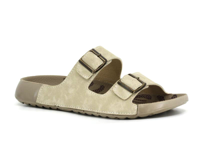 Mulex Zenne 10701 Soft Spor Taban Çift Toka Kutulu Günlük Terlik Bej - Mulex