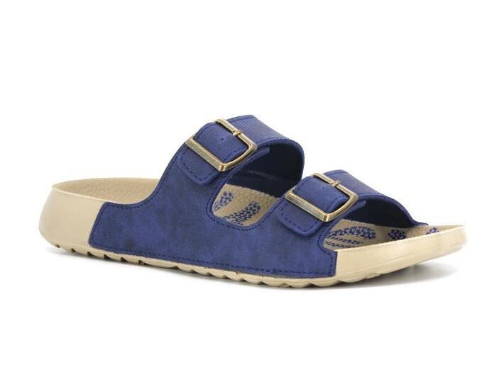 Mulex Zenne 10701 Soft Spor Taban Çift Toka Kutulu Günlük Terlik Lacivert - Mulex