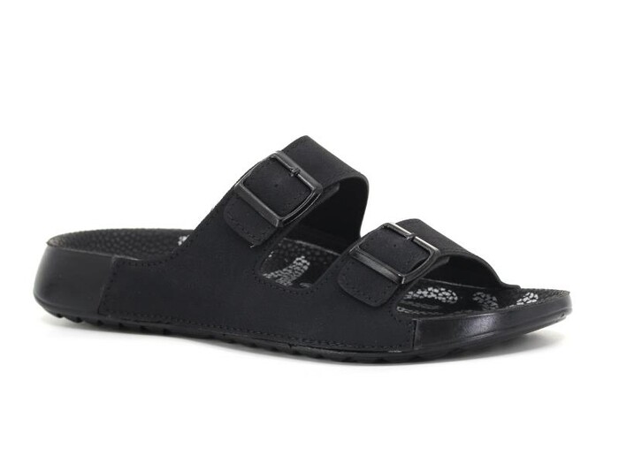 Mulex Zenne 10701 Soft Spor Taban Çift Toka Kutulu Günlük Terlik Siyah - 1