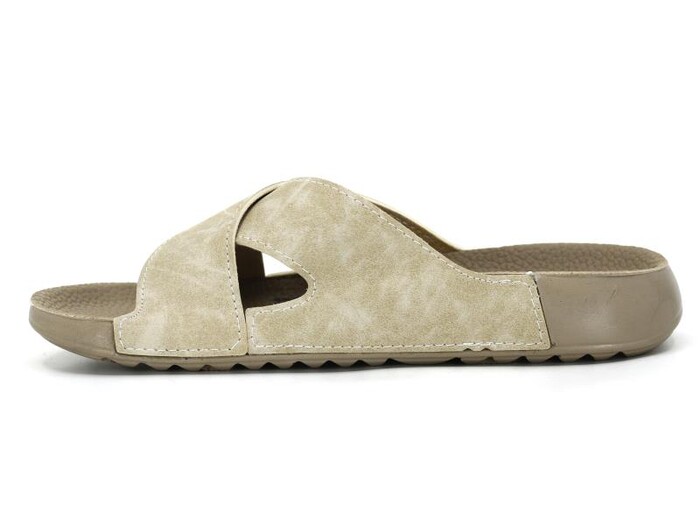 Mulex Zenne 10702 Soft Spor Taban Çapraz Kutulu Günlük Terlik Bej - Mulex (1)