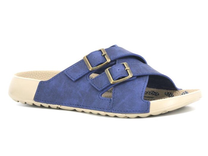 Mulex Zenne 10703 Çapraz Çift Toka Spor Taban Kutulu Günlük Terlik Lacivert - Mulex