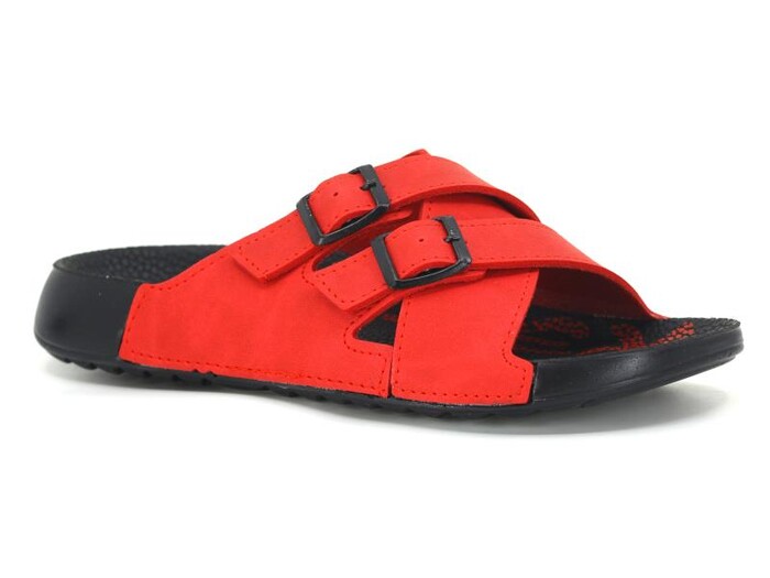 Mulex Zenne 10703 Çapraz Çift Toka Spor Taban Poşetli Günlük Terlik Kırmızı - Mulex