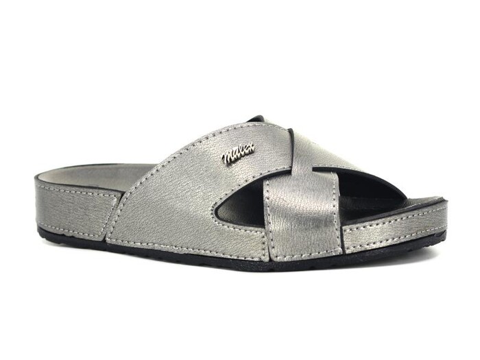 Mulex Zenne 10953 Monta Kutulu Günlük Terlik Platin - Mulex