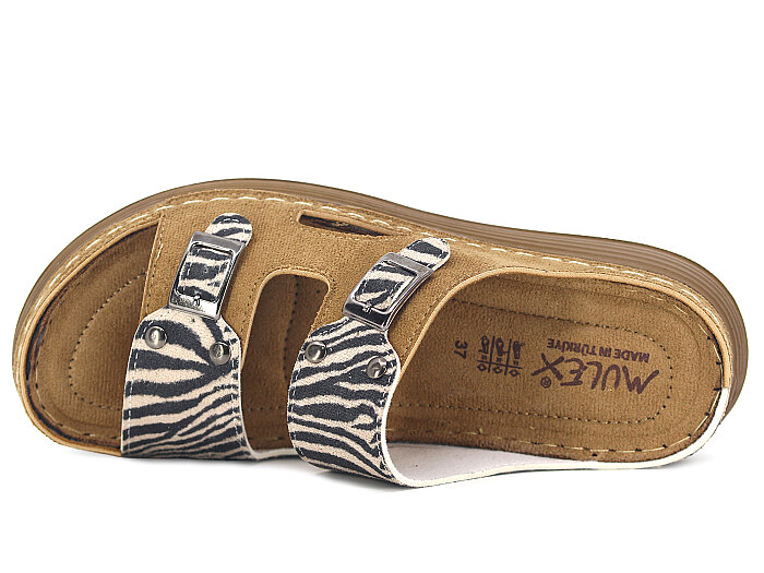 Mulex Zenne 11052 Kutulu Yüksek Taban Günlük Terlik Siyah Zebra - 2