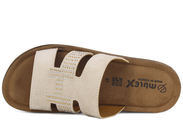 Mulex Zenne 1107 Enj. Kutulu Günlük Terlik Bej - 2