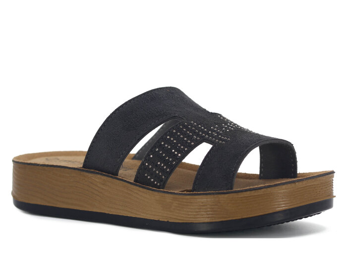 Mulex Zenne 1107 Enj. Kutulu Günlük Terlik Siyah - Mulex