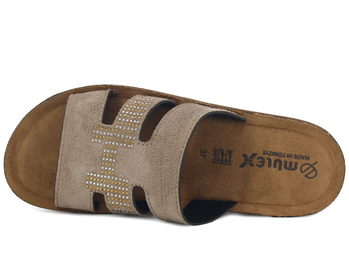 Mulex Zenne 1107 Enj. Kutulu Günlük Terlik Vizon - Mulex (1)