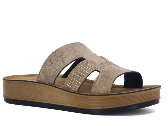 Mulex Zenne 1107 Enj. Kutulu Günlük Terlik Vizon - 1