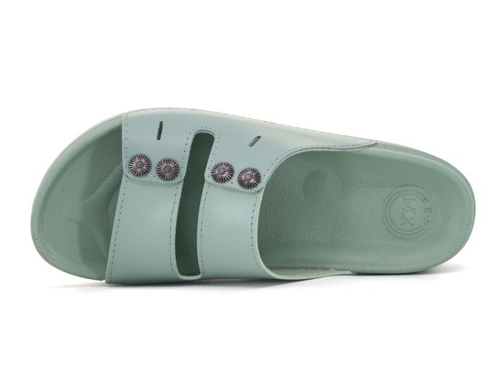 Mulex Zenne 11202 Boncuk Taşlı Soft Monta Kutulu Günlük Terlik Yeşil - Mulex (1)