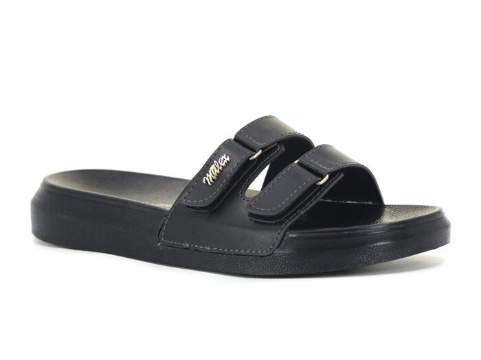 Mulex Zenne 11303 Çift Cırtlı Monta Kutulu Günlük Terlik Siyah - Mulex