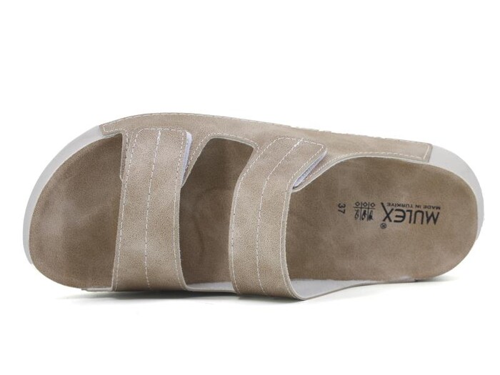 Mulex Zenne 11351 Kutulu Cırtlı Günlük Terlik Bej - Mulex (1)