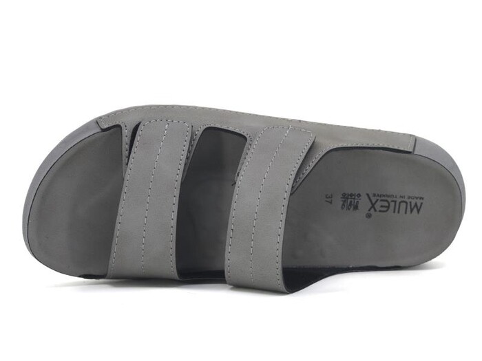Mulex Zenne 11351 Kutulu Cırtlı Günlük Terlik Gri - Mulex (1)