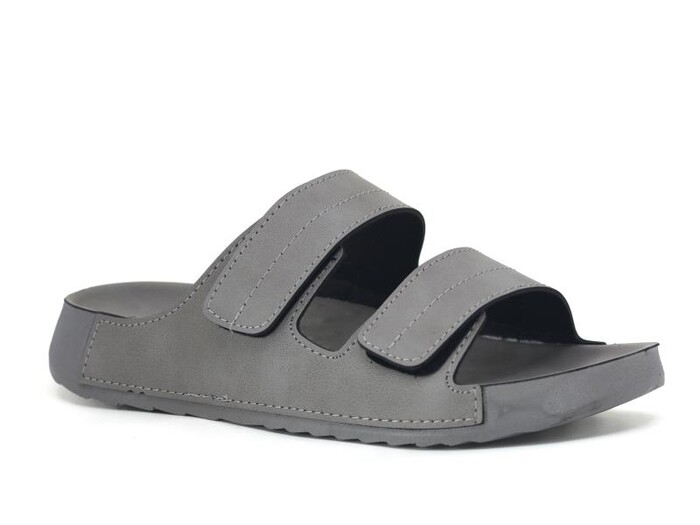 Mulex Zenne 11351 Kutulu Cırtlı Günlük Terlik Gri - Mulex