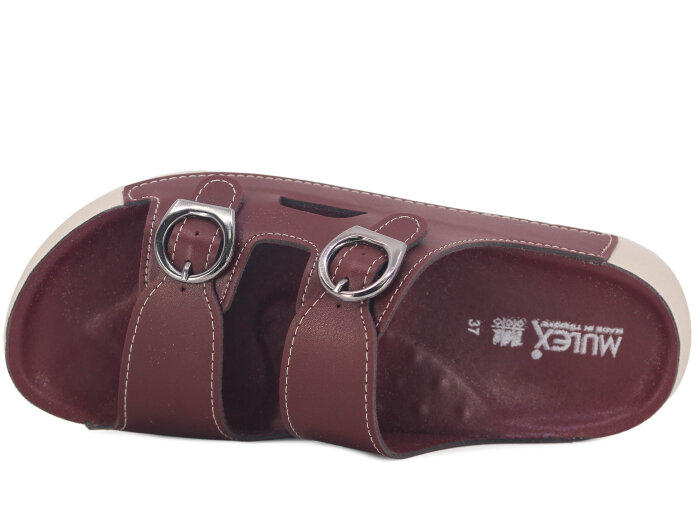 Mulex Zenne 11352 Çift Toka Monta Kutulu Günlük Terlik Bordo - Mulex (1)