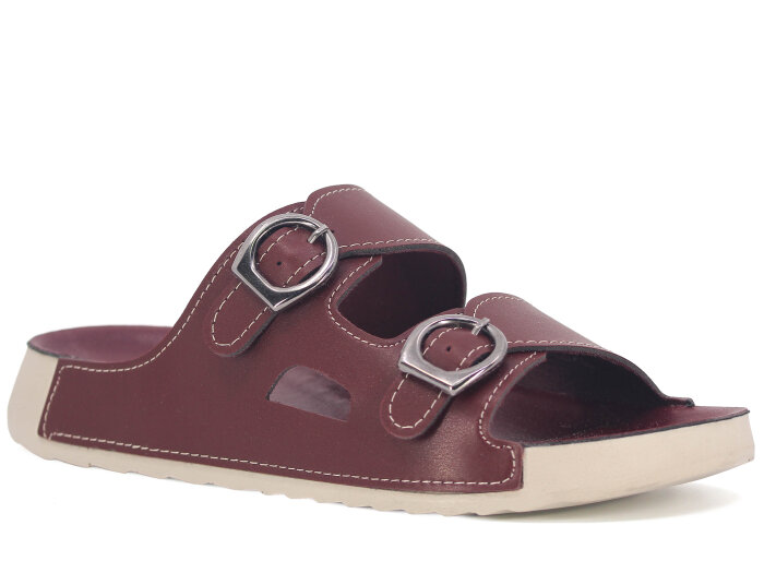 Mulex Zenne 11352 Çift Toka Monta Kutulu Günlük Terlik Bordo - Mulex