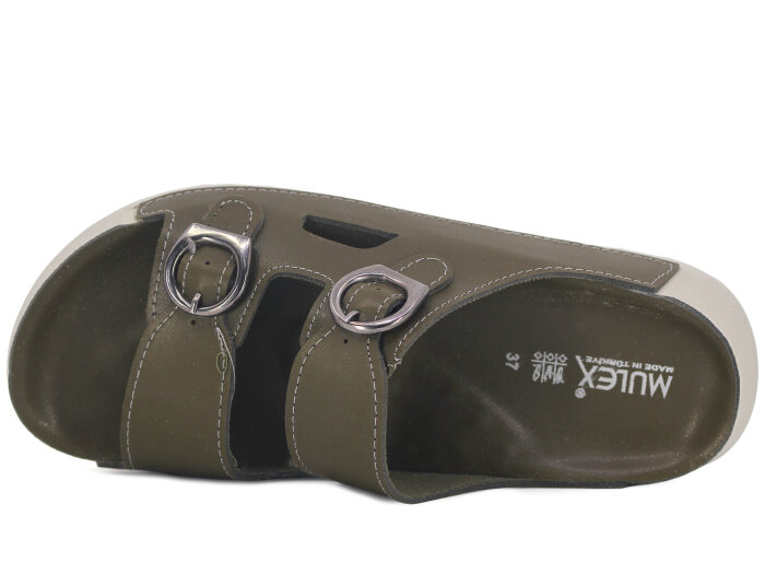 Mulex Zenne 11352 Çift Toka Monta Kutulu Günlük Terlik Haki - Mulex (1)