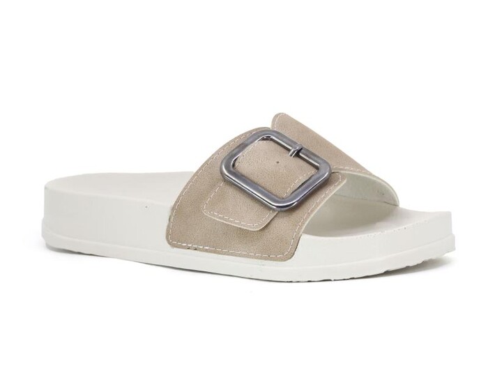 Mulex Zenne 11451 Büyük Tek Toka Monta Kutulu Günlük Terlik Bej - Mulex