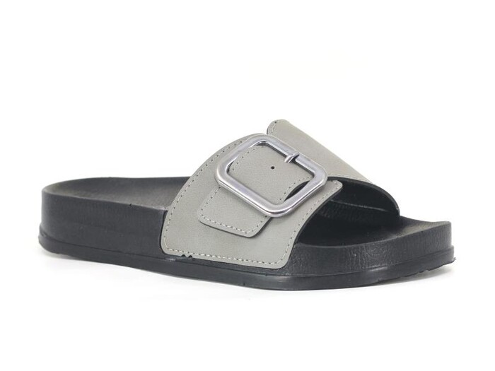 Mulex Zenne 11451 Büyük Tek Toka Monta Kutulu Günlük Terlik Gri - Mulex