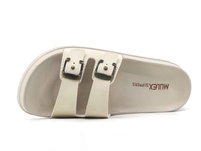 Mulex Zenne 11452 Çift Toka Soft Kutulu Günlük Terlik Açık Bej - Mulex (1)