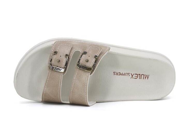 Mulex Zenne 11452 Çift Toka Soft Kutulu Günlük Terlik Bej - Mulex (1)