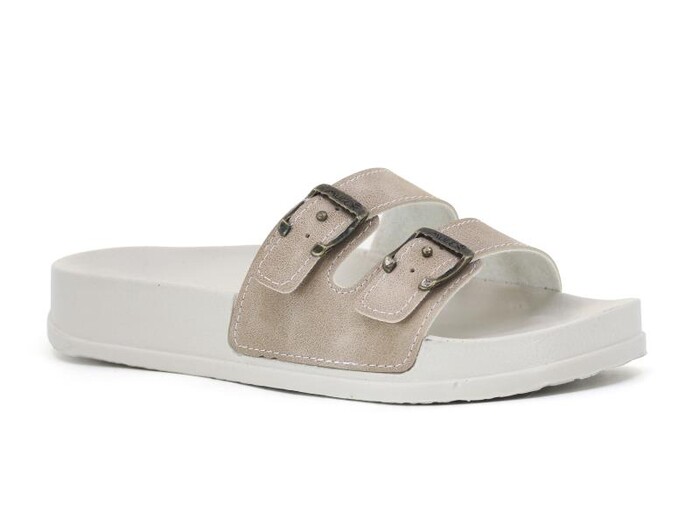 Mulex Zenne 11452 Çift Toka Soft Kutulu Günlük Terlik Bej - Mulex