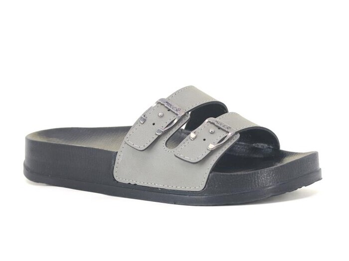 Mulex Zenne 11452 Çift Toka Soft Kutulu Günlük Terlik Gri - Mulex